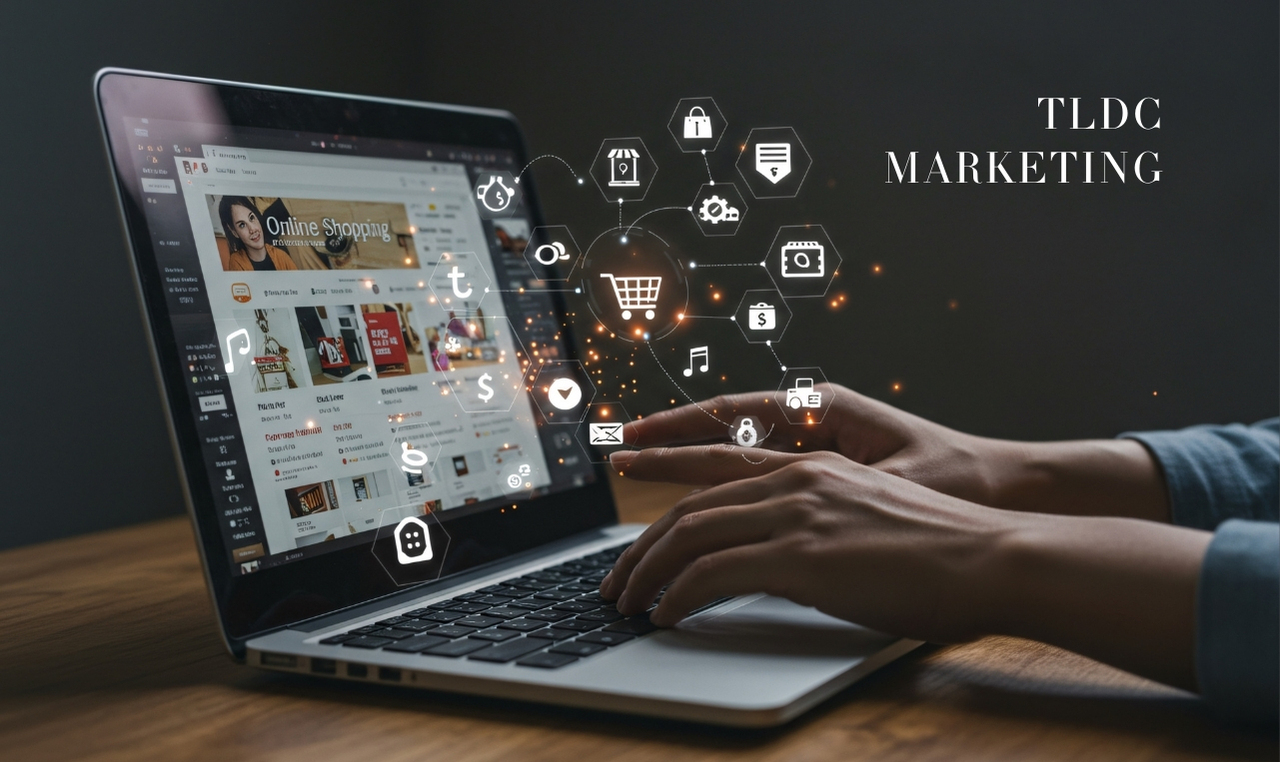 Marketing manager reviewing social media ad campaign performance on a laptop