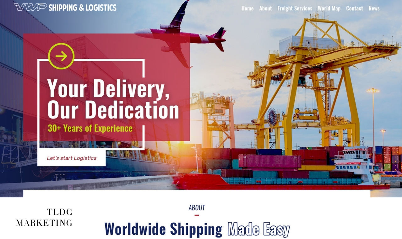 Cargo ship with stacked containers representing worldwide shipping solutions by VWP Freight.