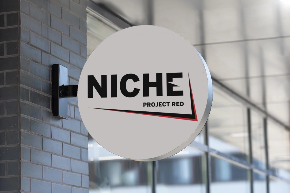 Niche Project Red modern corporate logo design by TLDC Marketing for a professional project management consultancy
