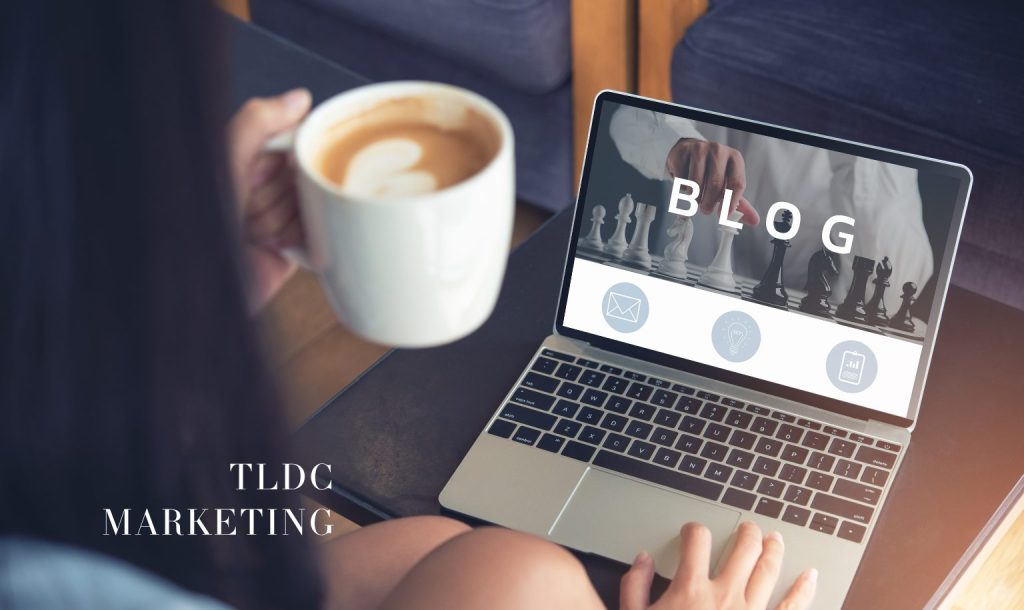 Modern laptop displaying structured blog content designed for AI search snippets in a clean professional workspace